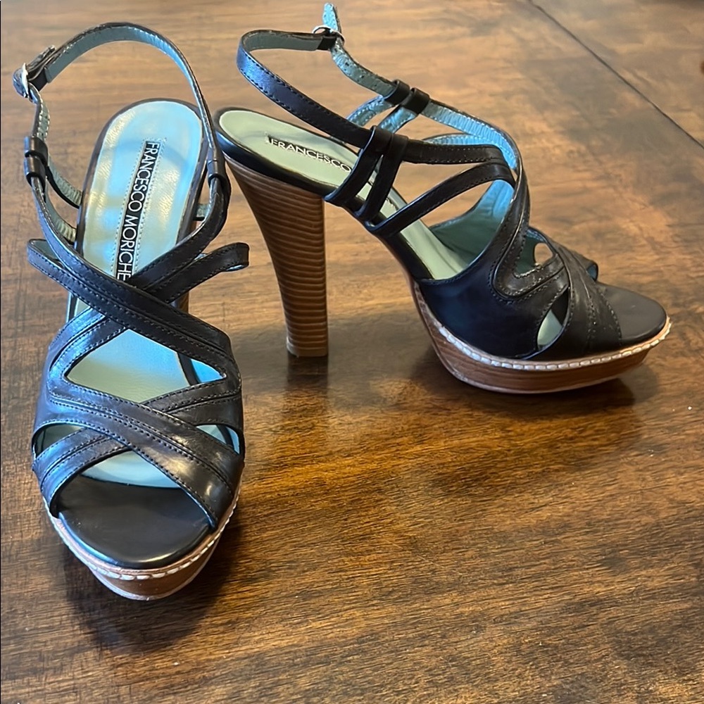 Francesco Morichetti Black Strappy Heels